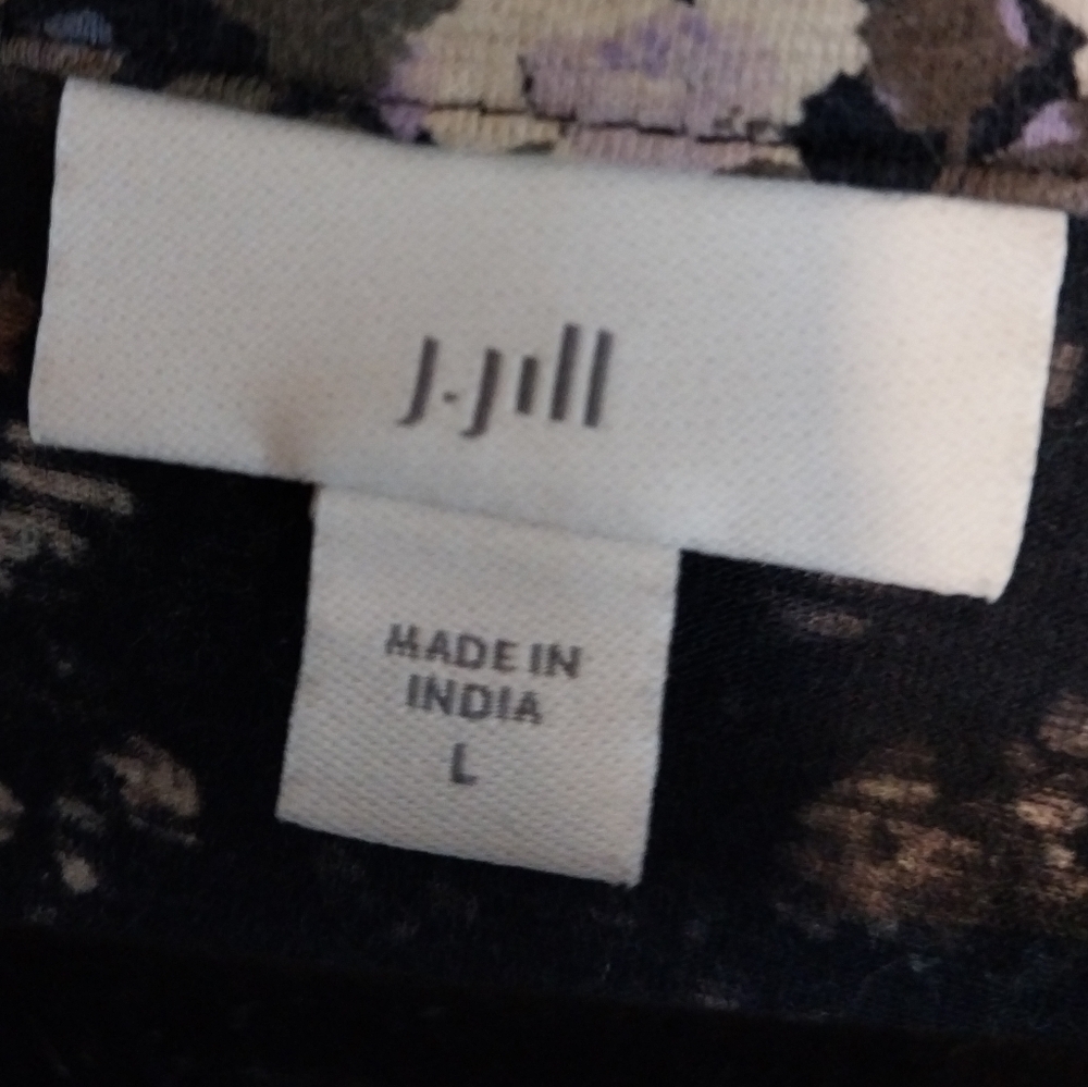 J. Jill Purple Floral Print Cotton Modal Blend Button Down V-Neck Tunic Top - Picture 3 of 8